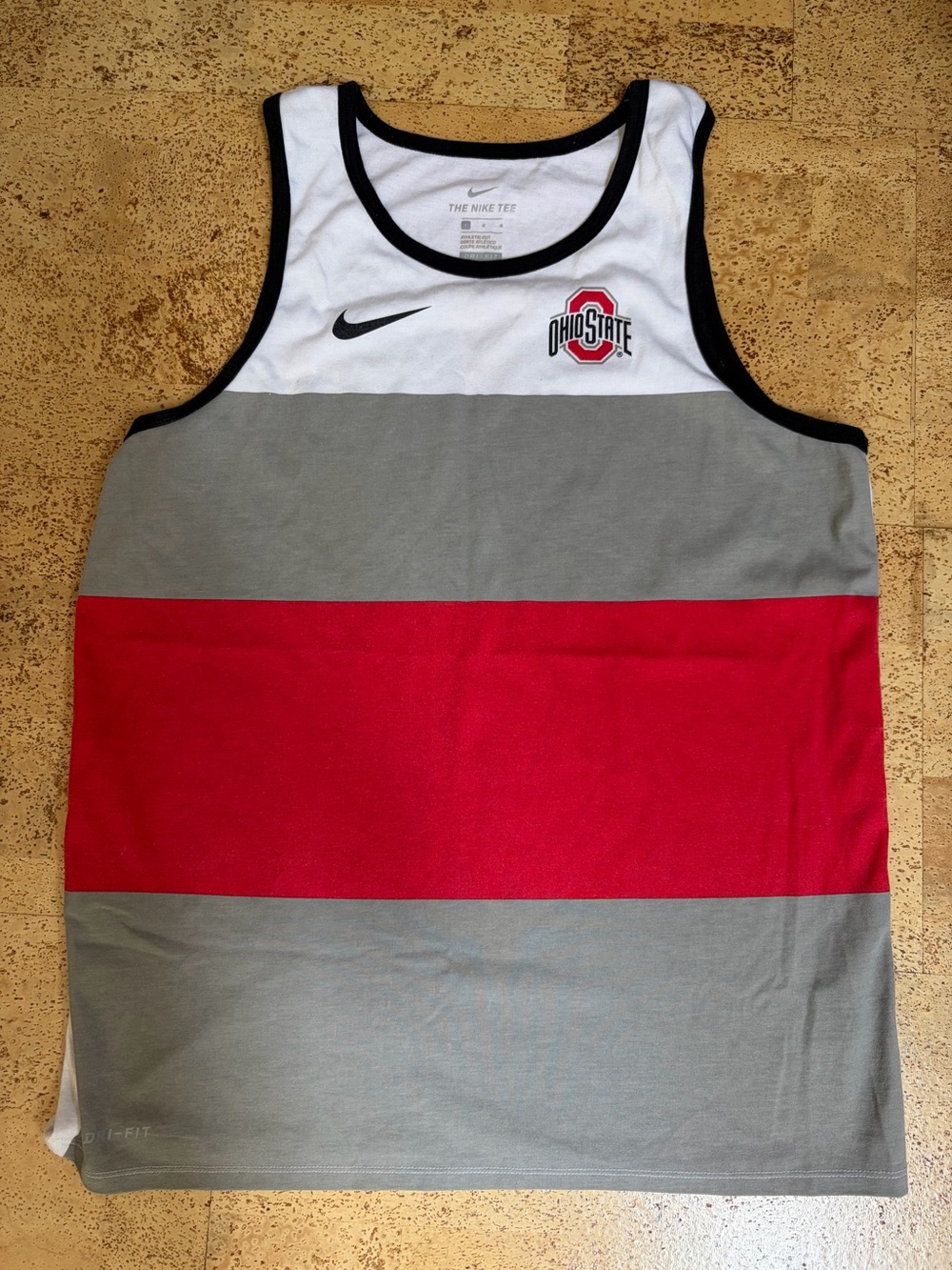 Nike White Tank with Black Trim and Red Logo